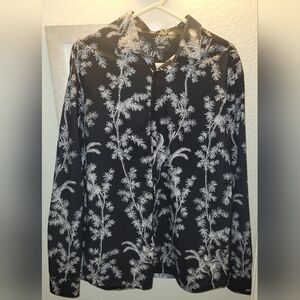 Express Slim Fit 1MX Button Down Shirt Moisture Wicking Floral Tree‎ Bird XL